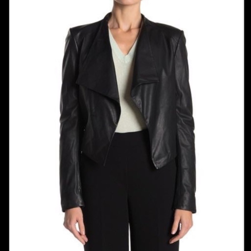 THEORY Draped Crossover Lambskin Leather Jacket